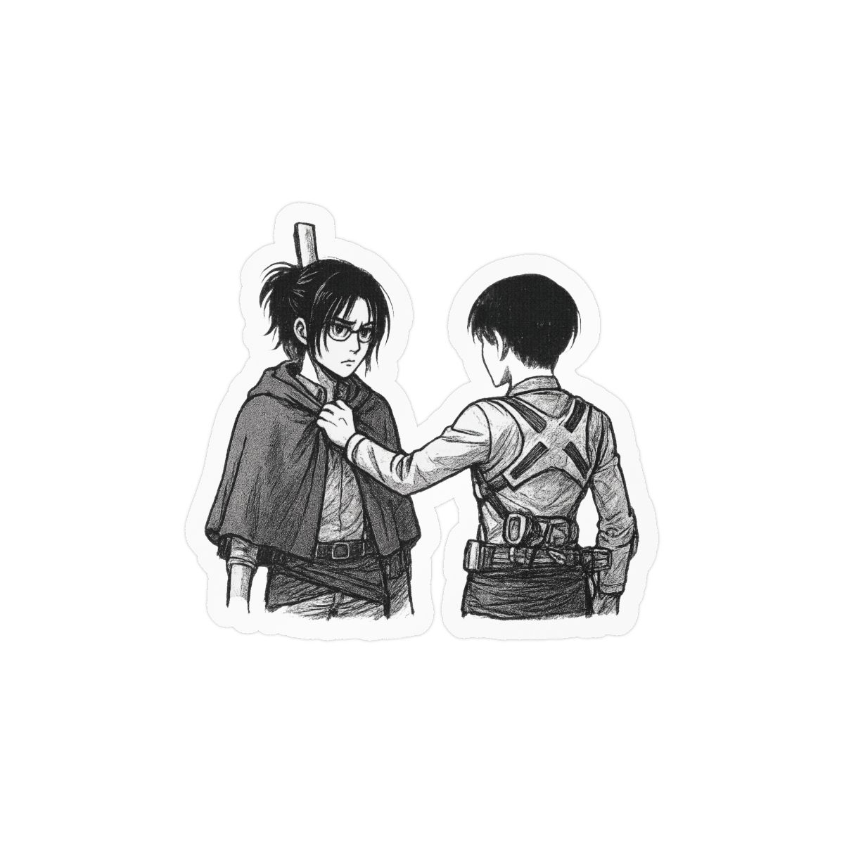 Hange and Levi Attack on Titan Stickers | Cute Anime Vinyl Decals - alternate angle 2, merchandise