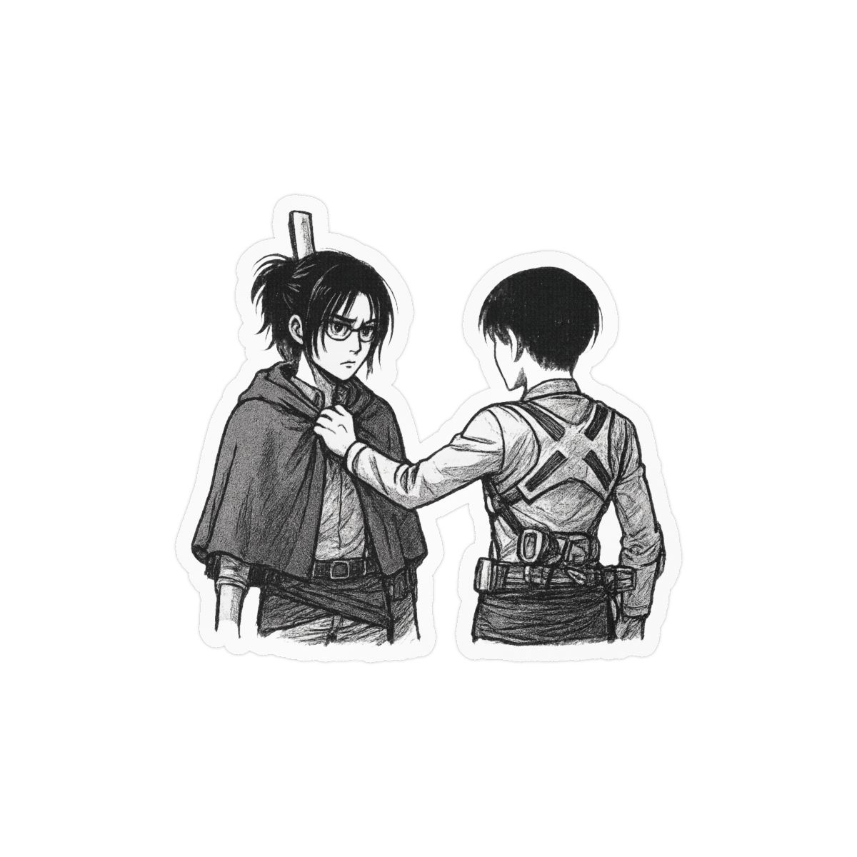 Hange and Levi Attack on Titan Stickers | Cute Anime Vinyl Decals - alternate angle 3, merchandise