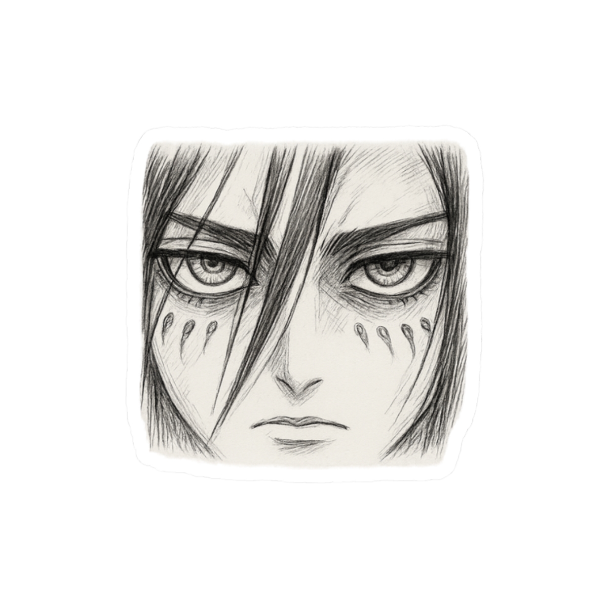 Eren Yeager Eyes Sticker | Bold Attack on Titan Vinyl Decal - alternate angle 3, merchandise