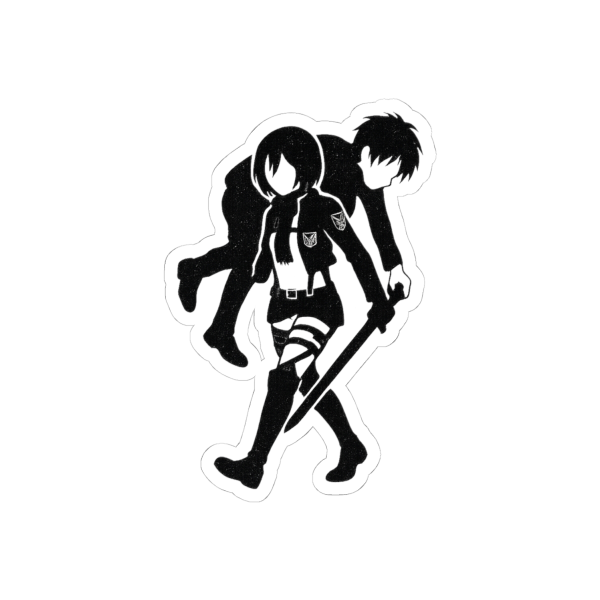 Mikasa and Eren Attack on Titan Sticker | Bold Vinyl Decal - alternate angle 1, merchandise