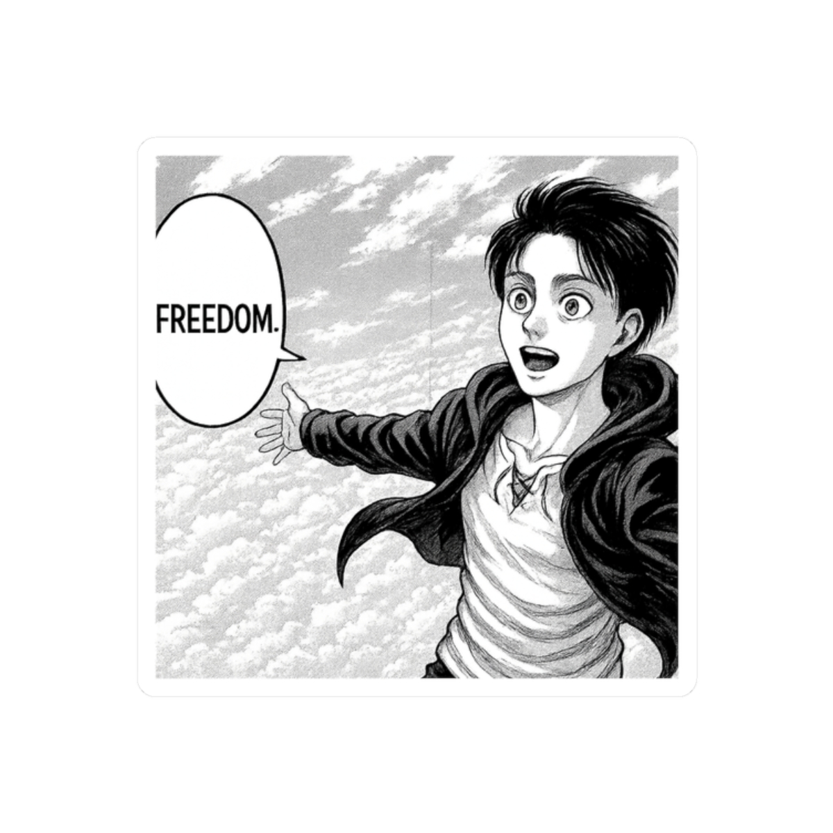 Eren Yeager Freedom Sticker | Bold Vinyl Decal - alternate angle 3, merchandise