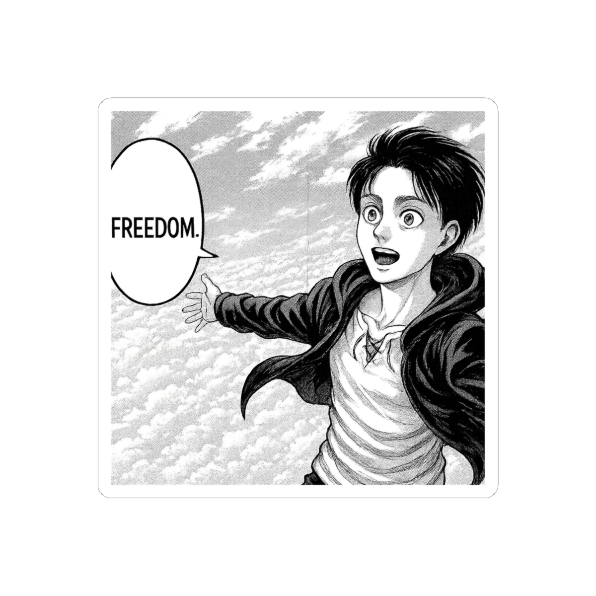Eren Yeager Freedom Sticker | Bold Vinyl Decal - alternate angle 1, merchandise