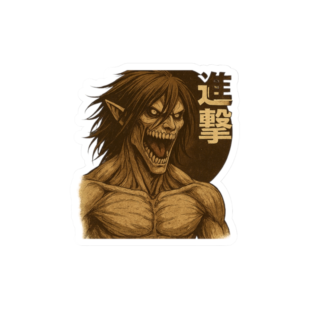 Attack Titan Fan Art Bold Anime Sticker - alternate angle 3, merchandise