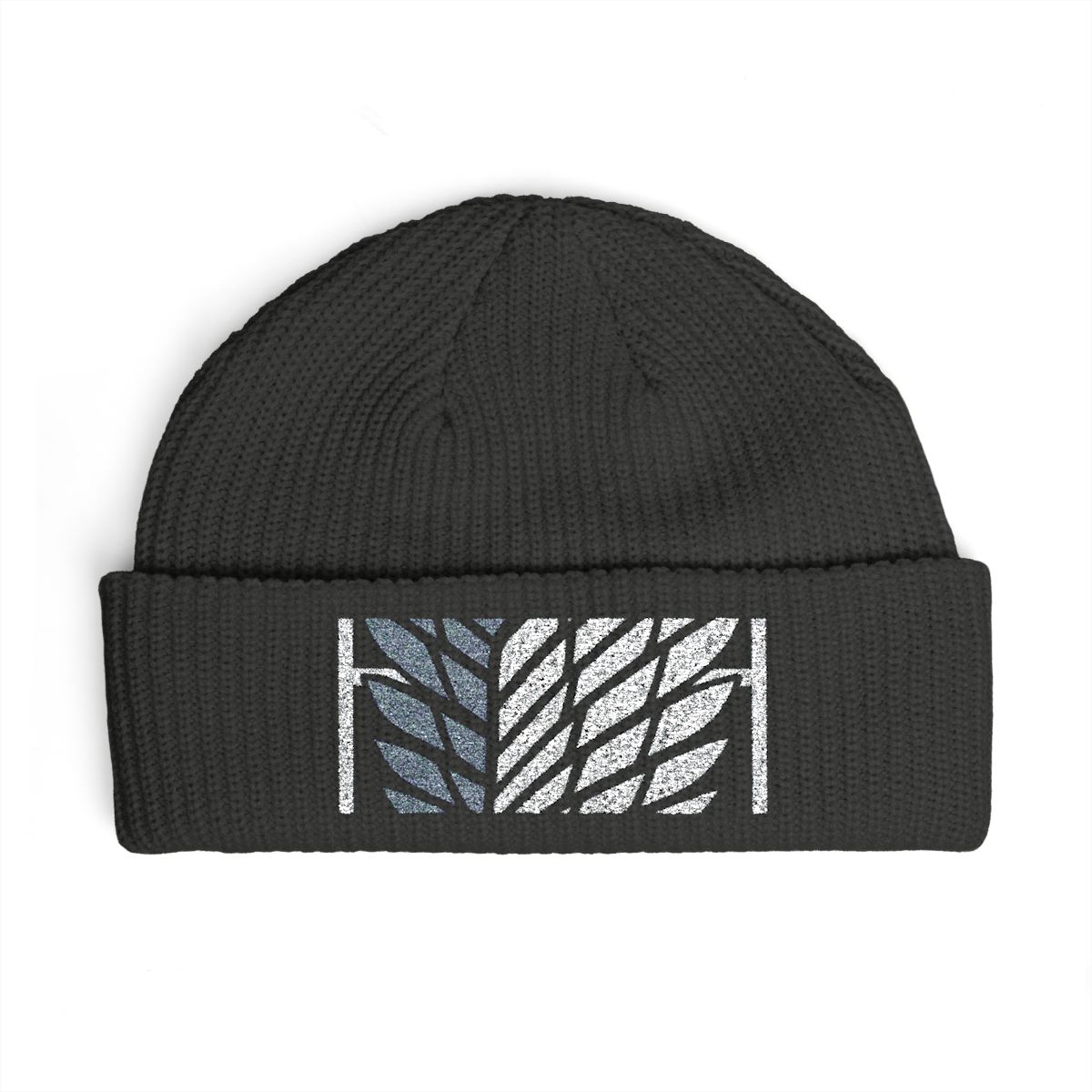 Attack On Titan Embroidered Survey Corps Logo Black Cuff Beanie