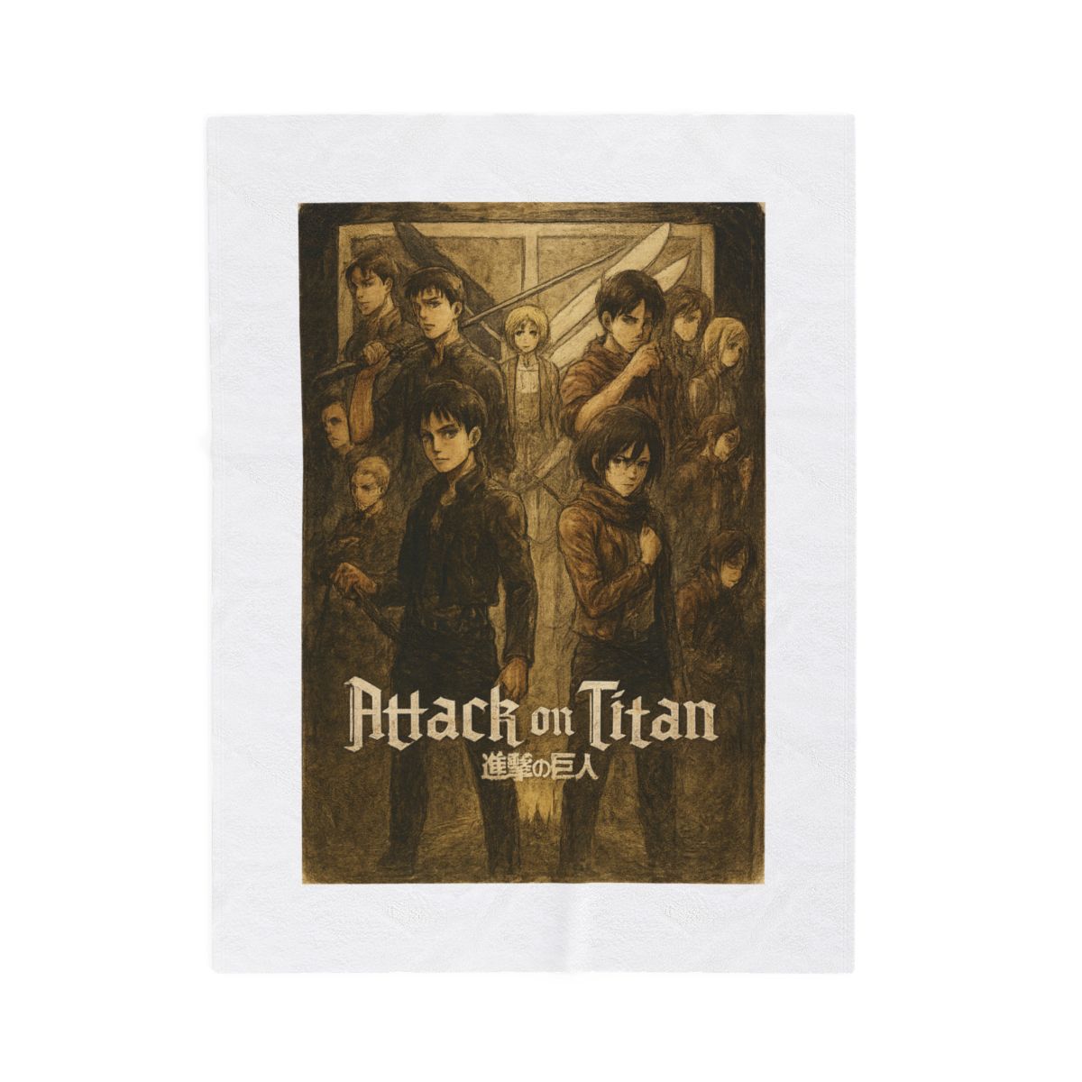 Attack on Titan Underground Chapel Eren Historia Throw Blanket - alternate angle 3, merchandise