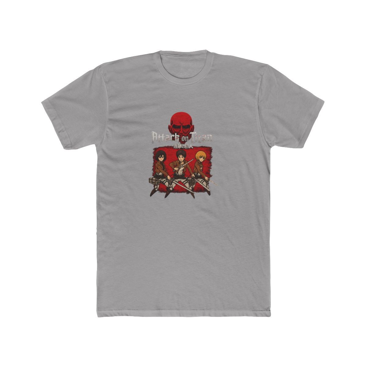 Attack on Titan Eren Mikasa Armin Red Background T-Shirt