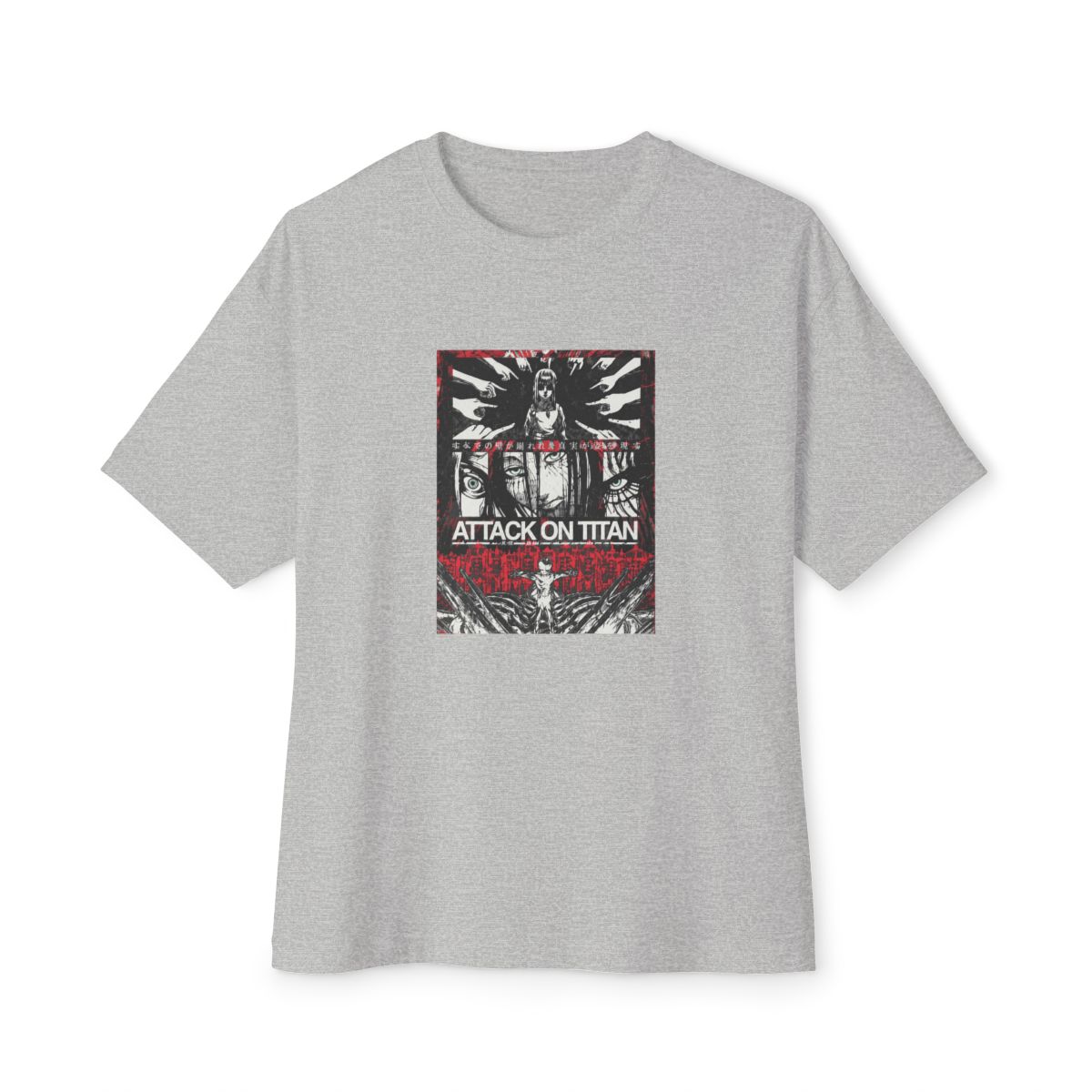 Attack on Titan Oversized T-Shirt: Eren Yeager, Acid Wash Anime Tee - alternate angle 5, merchandise