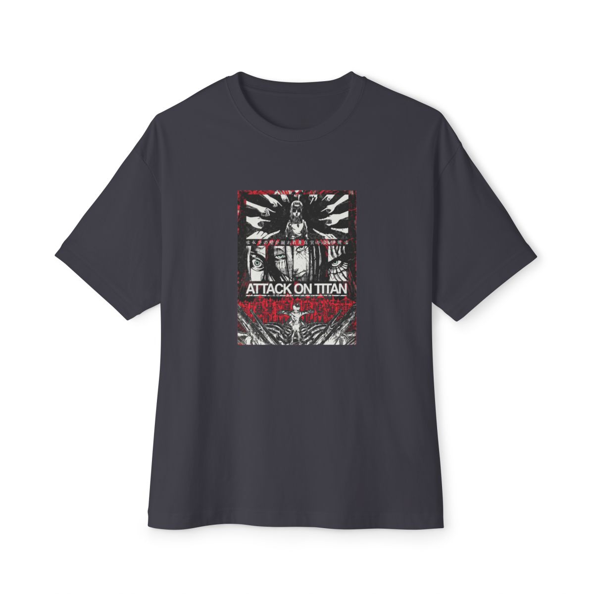 Attack on Titan Oversized T-Shirt: Eren Yeager, Acid Wash Anime Tee - alternate angle 4, merchandise