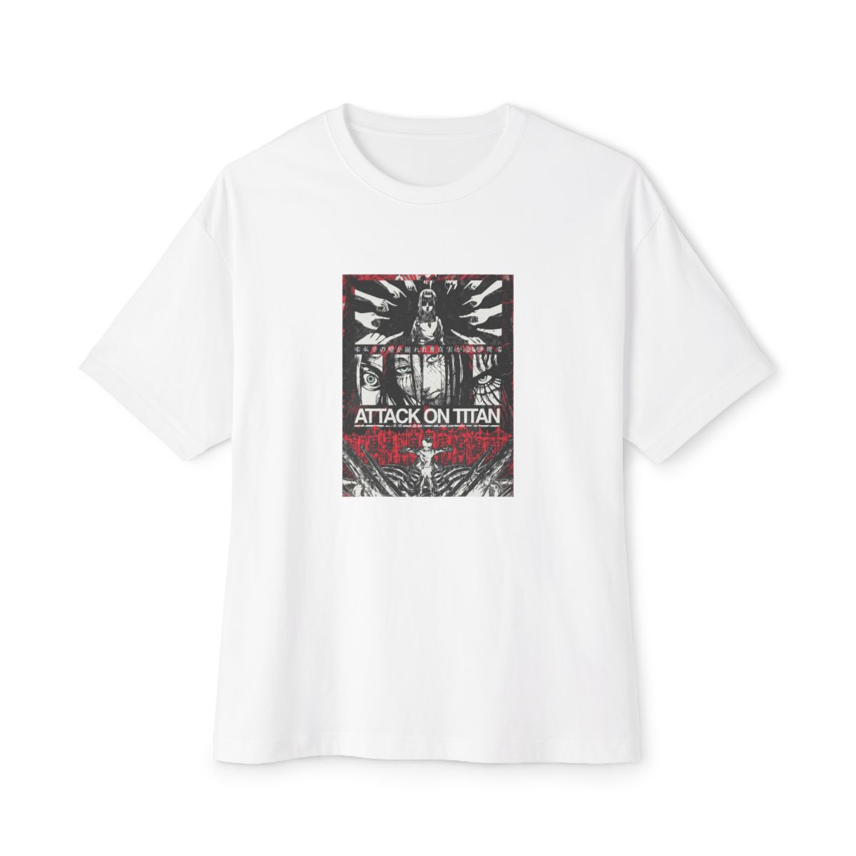 Attack on Titan Oversized T-Shirt: Eren Yeager, Acid Wash Anime Tee - Official T-Shirts merchandise
