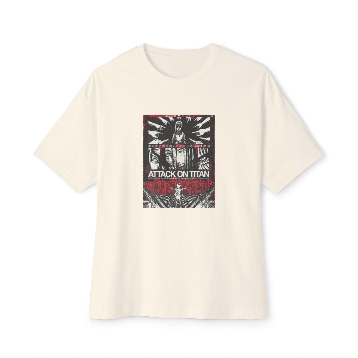 Attack on Titan Oversized T-Shirt: Eren Yeager, Acid Wash Anime Tee - alternate angle 3, merchandise