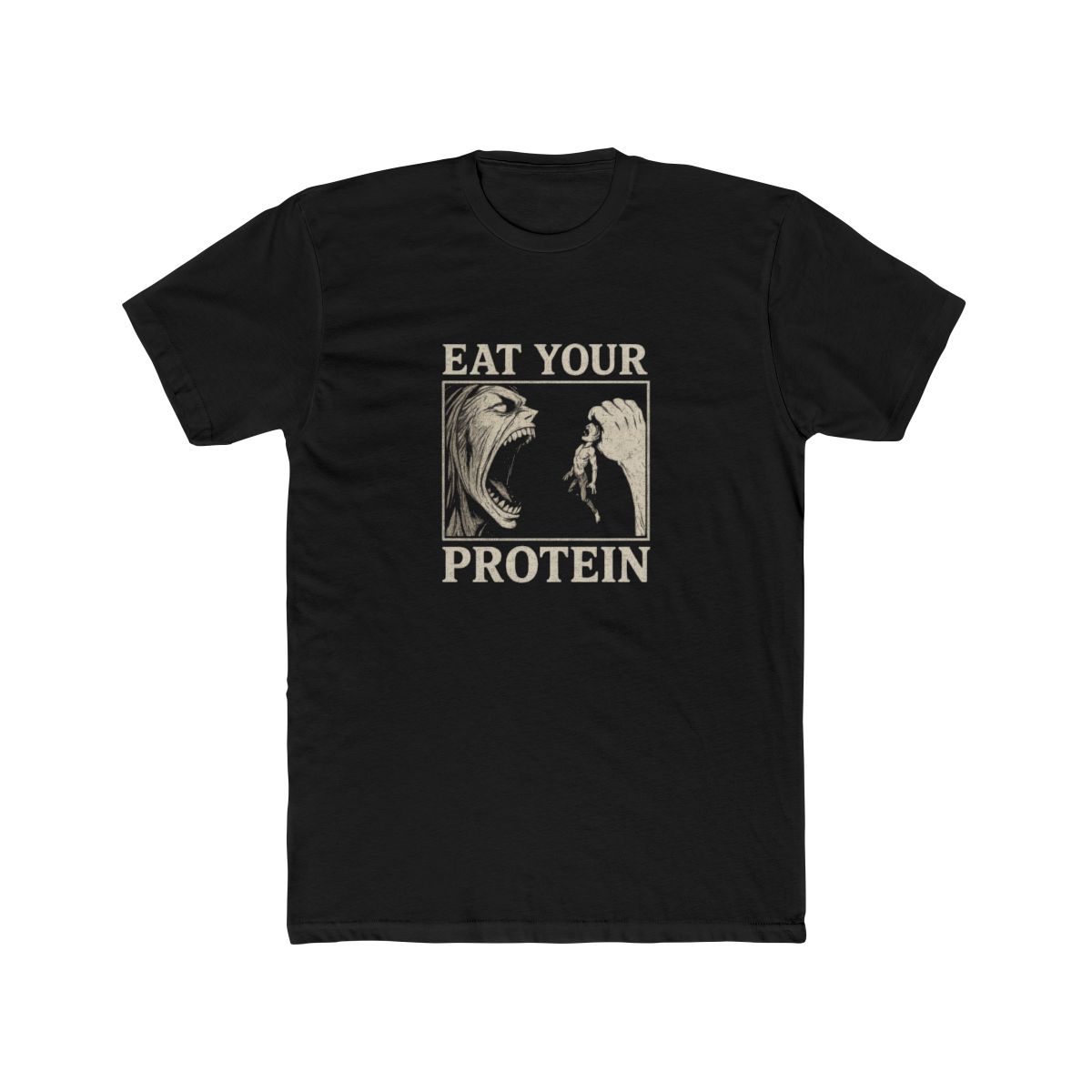 Retro AOT T Shirt Eat Your Protein Shirt Japanese Anime Pattern Tee - alternate angle 5, merchandise