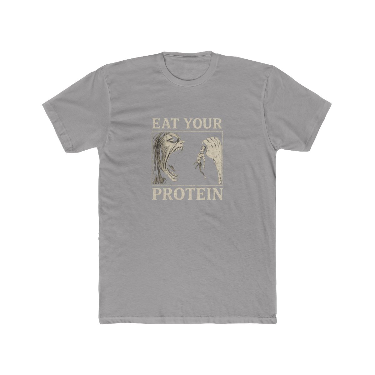 Retro AOT T Shirt Eat Your Protein Shirt Japanese Anime Pattern Tee - alternate angle 3, merchandise