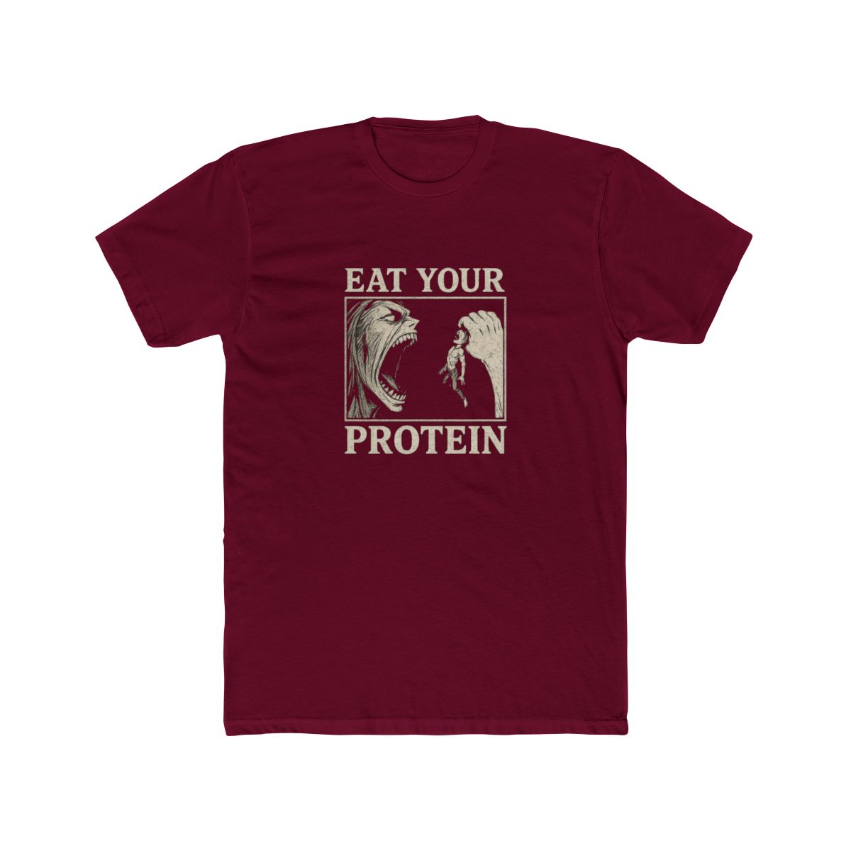 Retro AOT T Shirt Eat Your Protein Shirt Japanese Anime Pattern Tee - alternate angle 2, merchandise
